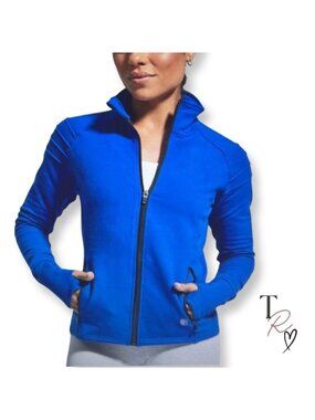 Born Primitive Blue Fleece Lined Full Zip Moto Sweatshirt Jacket  Size Medium